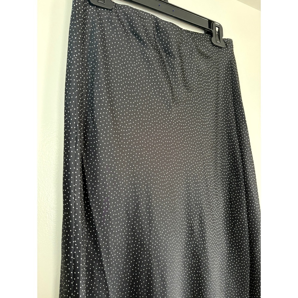 NEW Urban Social Midi Skirt Medium Black Polka Dot High Waisted Satin Silk - Picture 2 of 5